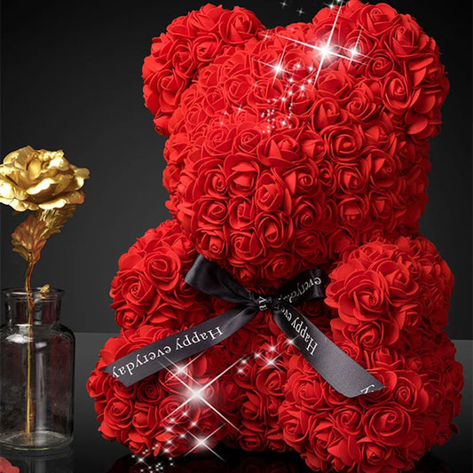 Artificial Roses Teddy Bear | Bear In a Box | Valentines Gift for Girlfriend