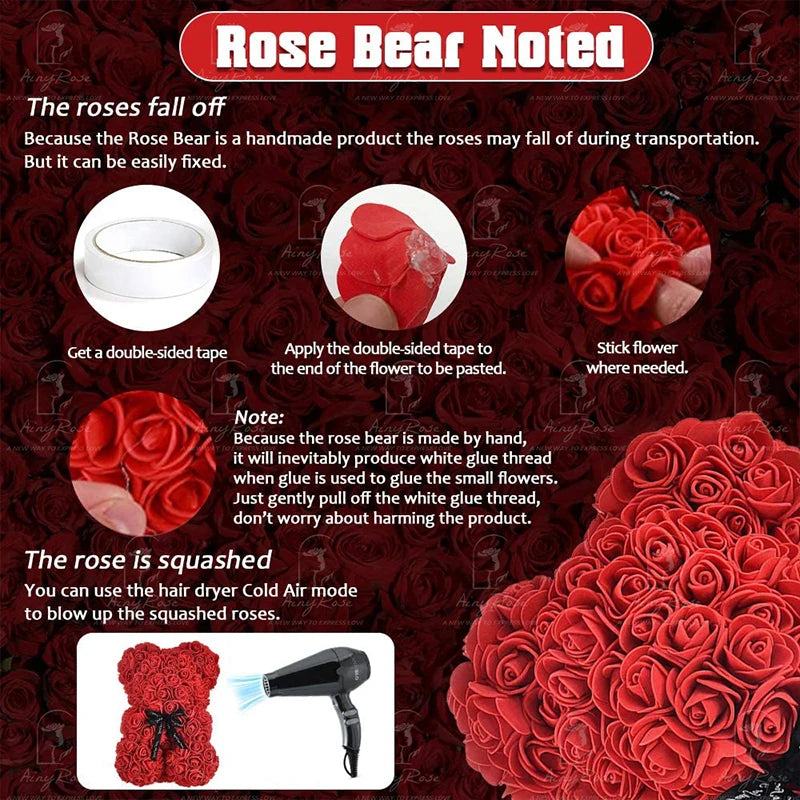 Artificial Roses Teddy Bear | Bear In a Box | Valentines Gift for Girlfriend